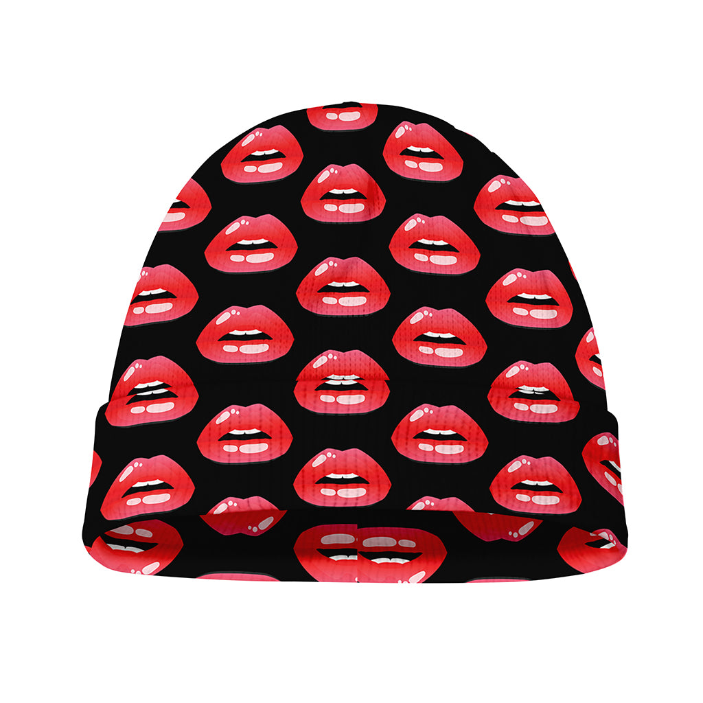 Wet Lips Pattern Print Beanie