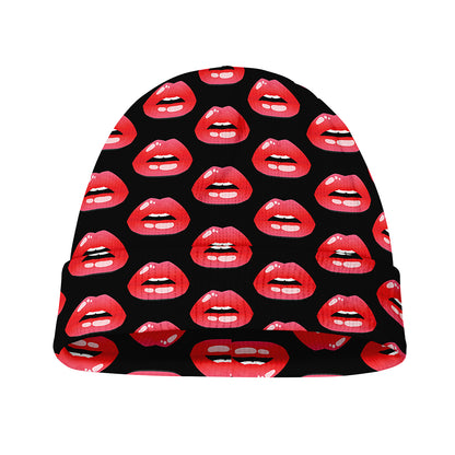 Wet Lips Pattern Print Beanie