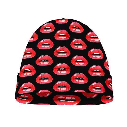 Wet Lips Pattern Print Beanie