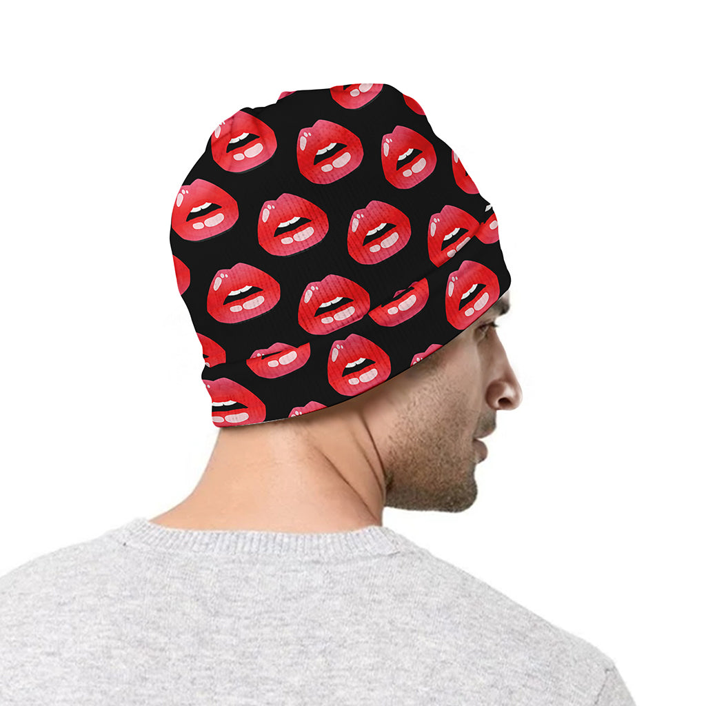 Wet Lips Pattern Print Beanie