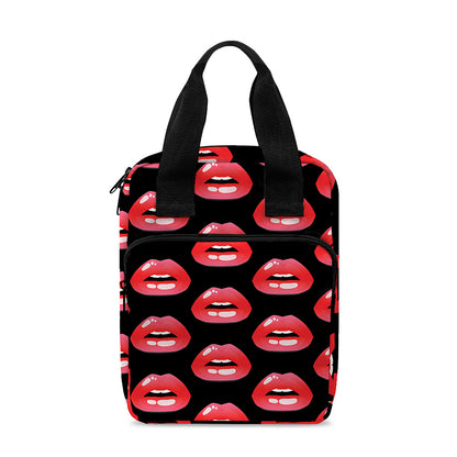Wet Lips Pattern Print Bible Tote Bag
