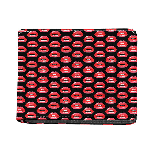 Wet Lips Pattern Print Bifold Wallet