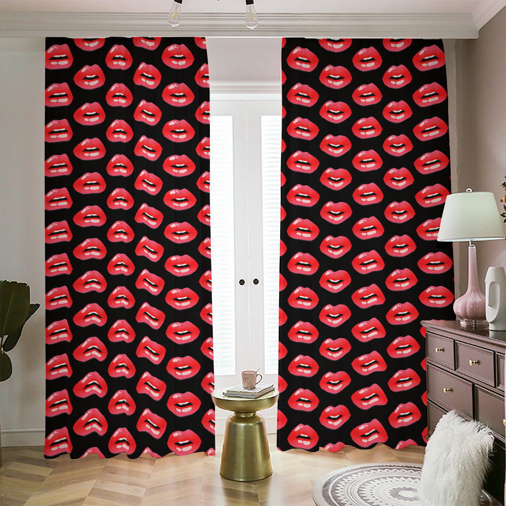 Wet Lips Pattern Print Blackout Pencil Pleat Curtains