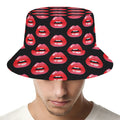 Wet Lips Pattern Print Bucket Hat