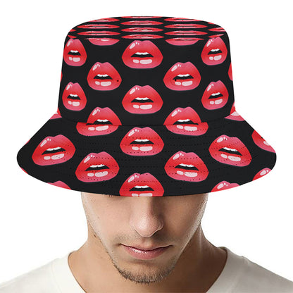 Wet Lips Pattern Print Bucket Hat