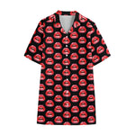 Wet Lips Pattern Print Cotton Hawaiian Shirt