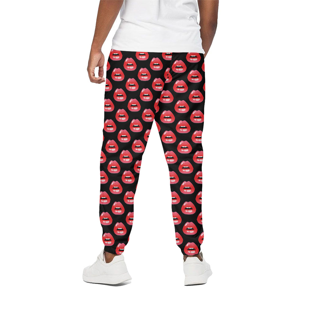 Wet Lips Pattern Print Cotton Pants