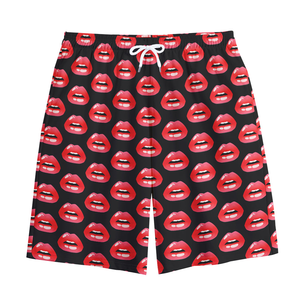 Wet Lips Pattern Print Cotton Shorts