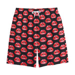 Wet Lips Pattern Print Cotton Shorts