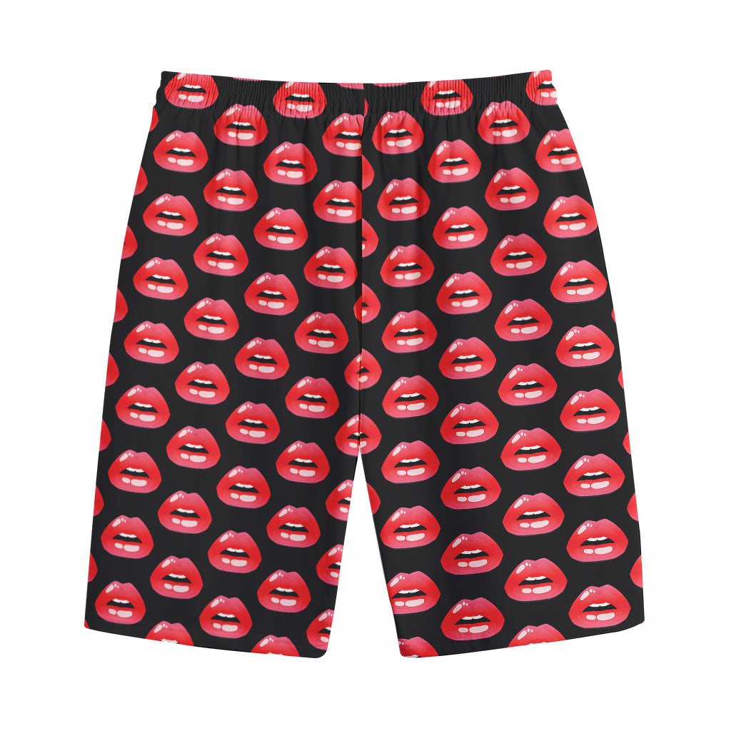 Wet Lips Pattern Print Cotton Shorts