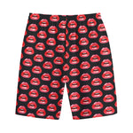 Wet Lips Pattern Print Cotton Shorts