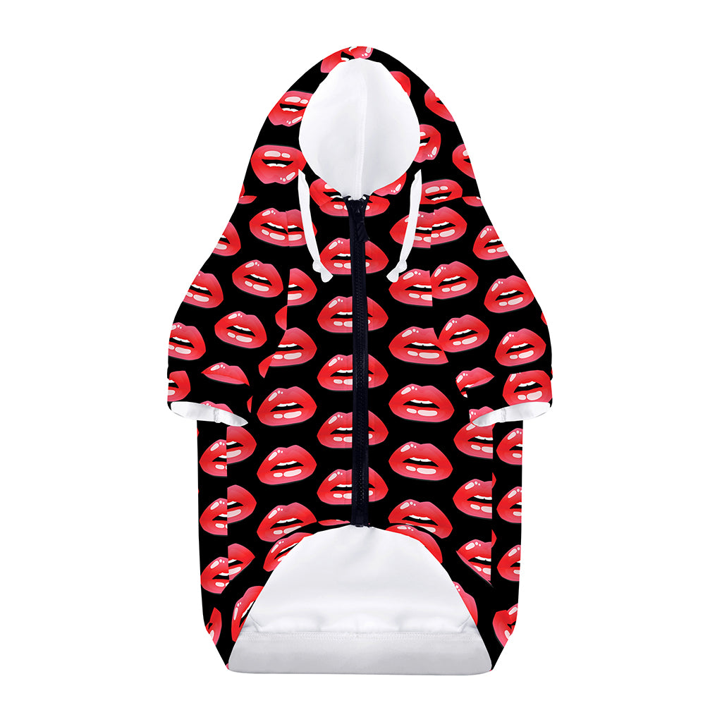 Wet Lips Pattern Print Dog Zip Up Hoodie