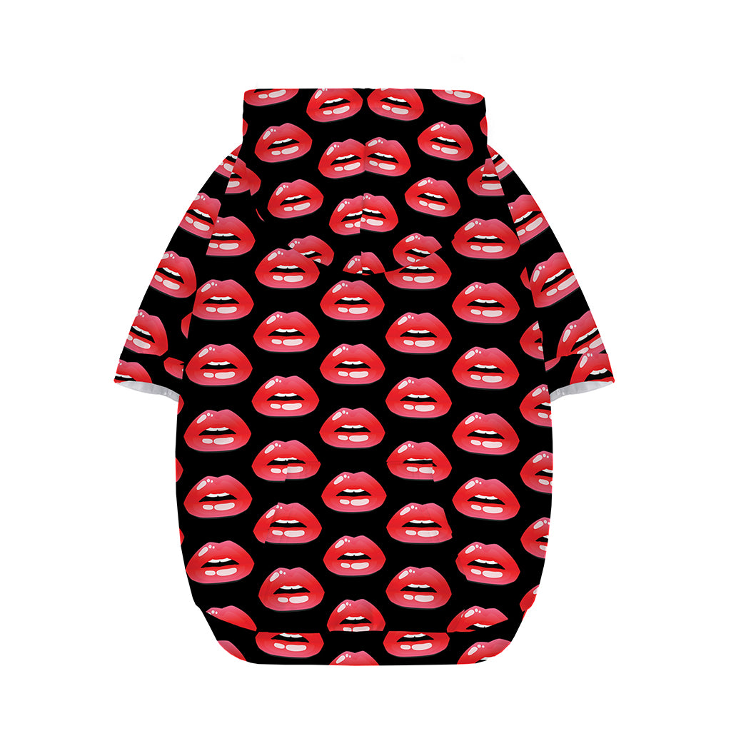 Wet Lips Pattern Print Dog Zip Up Hoodie