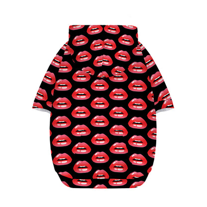Wet Lips Pattern Print Dog Zip Up Hoodie