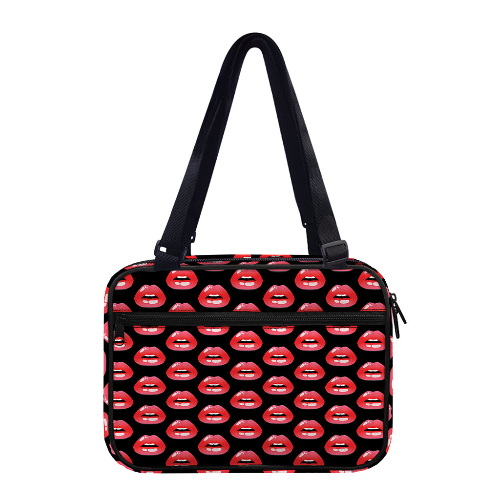 Wet Lips Pattern Print Double Strap Bible Bag