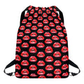 Wet Lips Pattern Print Drawstring Backpack