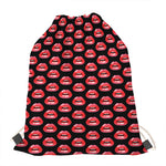 Wet Lips Pattern Print Drawstring Bag