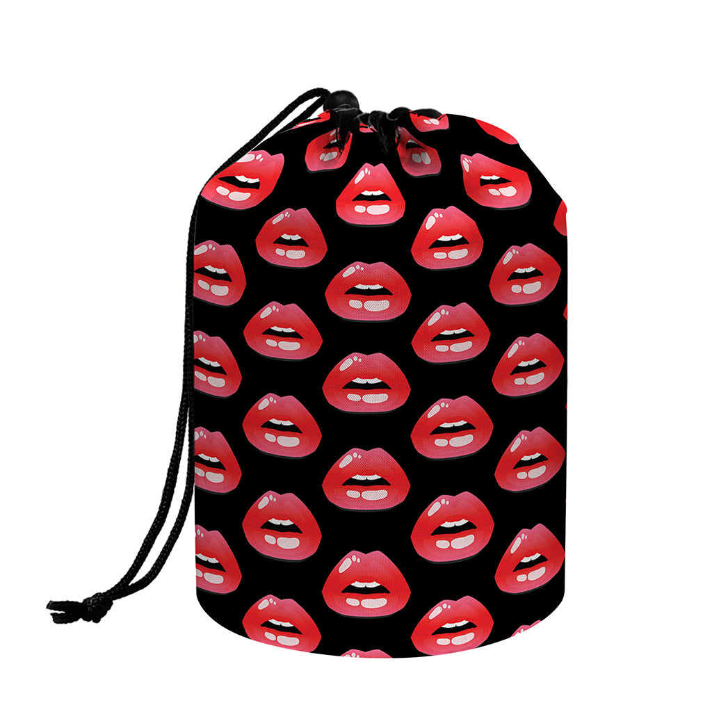Wet Lips Pattern Print Drawstring Makeup Bag