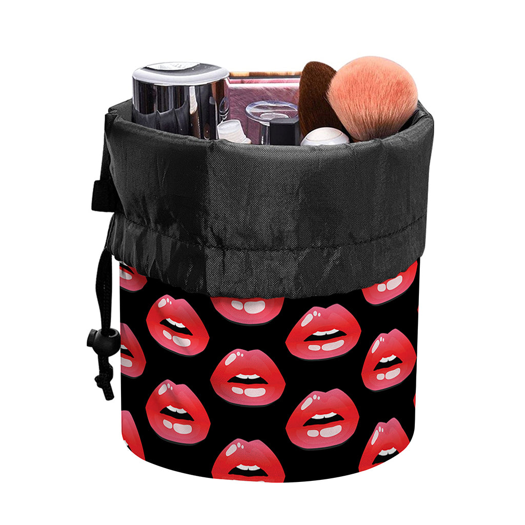 Wet Lips Pattern Print Drawstring Makeup Bag