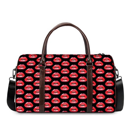 Wet Lips Pattern Print Duffle Bag