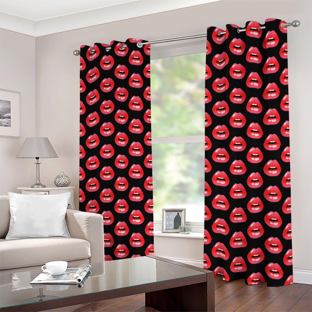 Wet Lips Pattern Print Extra Wide Grommet Curtains