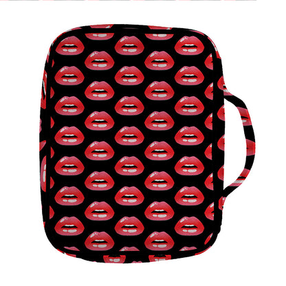 Wet Lips Pattern Print Front Pocket Bible Bag