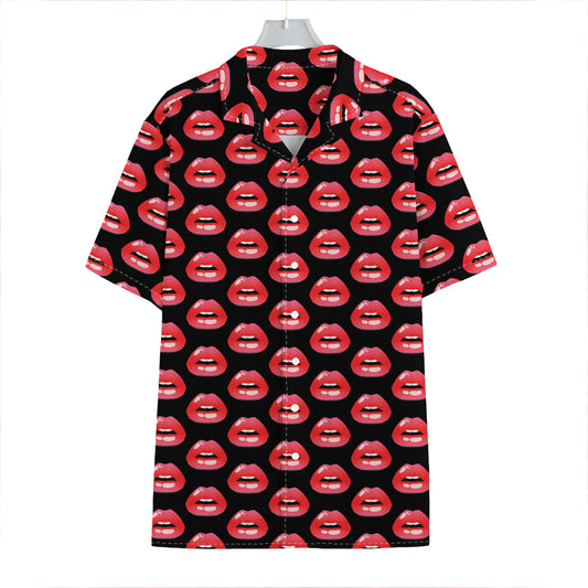Wet Lips Pattern Print Hawaiian Shirt