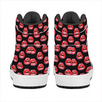 Wet Lips Pattern Print High Top Leather Sneakers