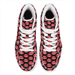 Wet Lips Pattern Print High Top Leather Sneakers