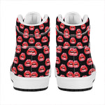 Wet Lips Pattern Print High Top Leather Sneakers