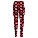 Wet Lips Pattern Print High-Waisted Pocket Leggings