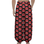Wet Lips Pattern Print Lantern Pants