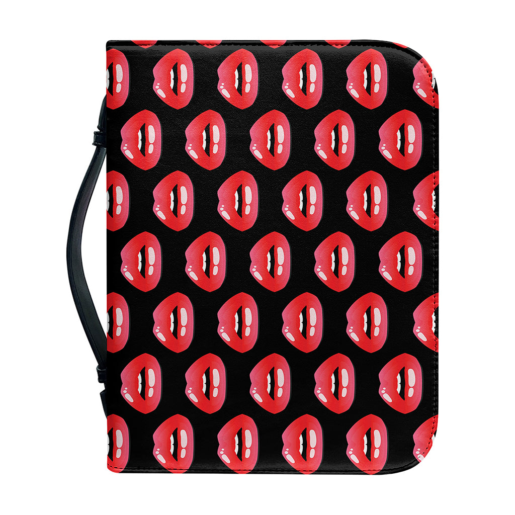 Wet Lips Pattern Print Leather Bible Cover