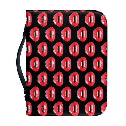Wet Lips Pattern Print Leather Bible Cover
