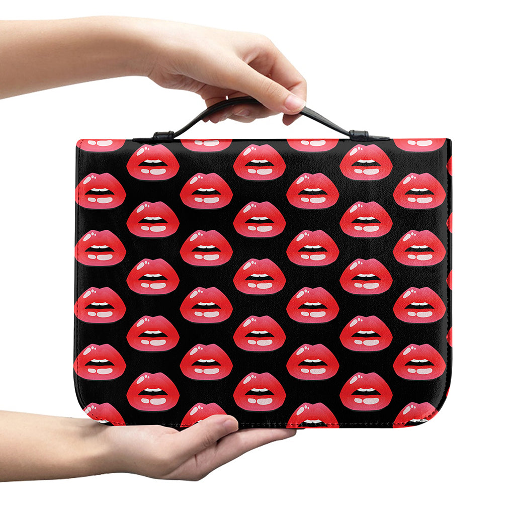 Wet Lips Pattern Print Leather Bible Cover