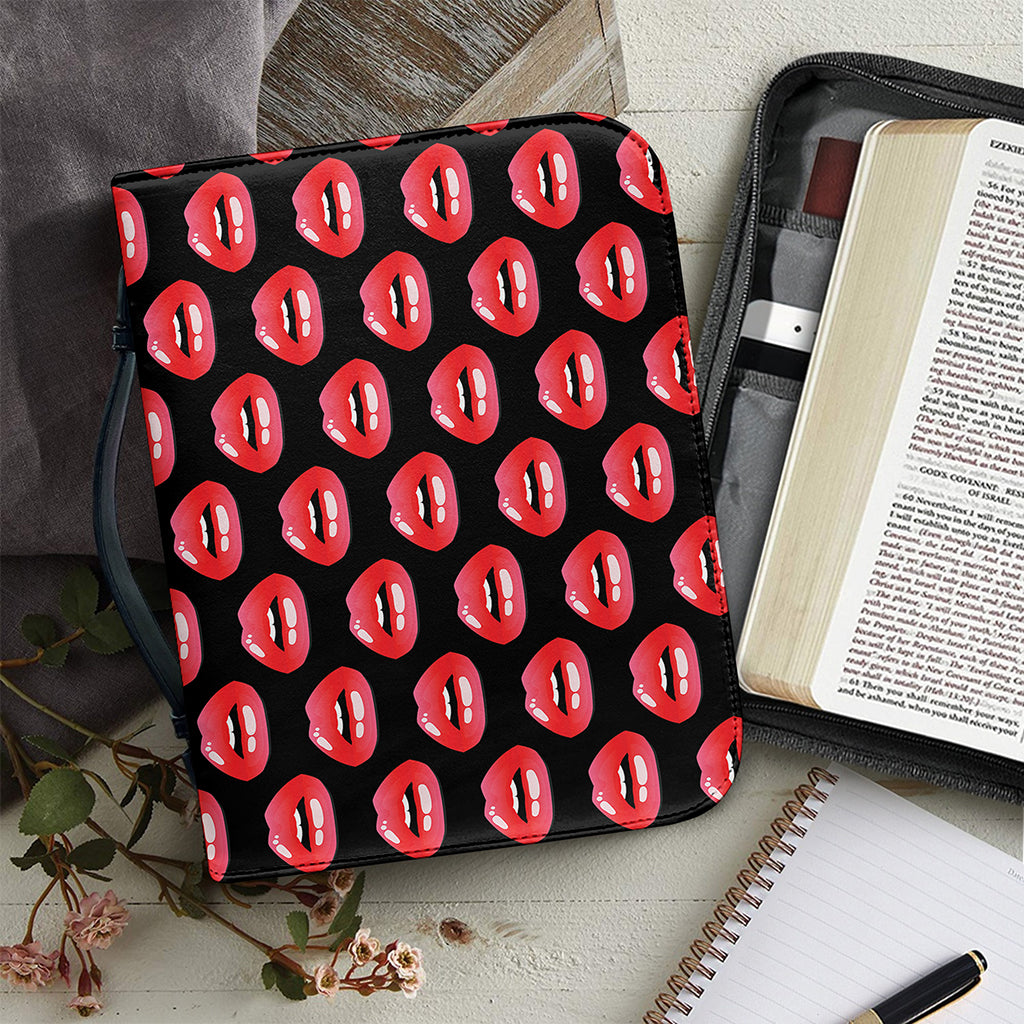 Wet Lips Pattern Print Leather Bible Cover