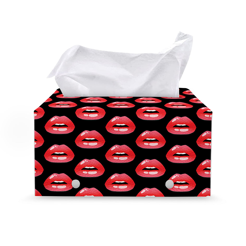 Wet Lips Pattern Print Leather Tissue Box Cover