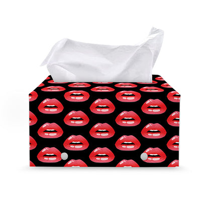 Wet Lips Pattern Print Leather Tissue Box Cover