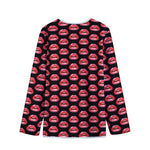 Wet Lips Pattern Print Long Sleeve Short Coat