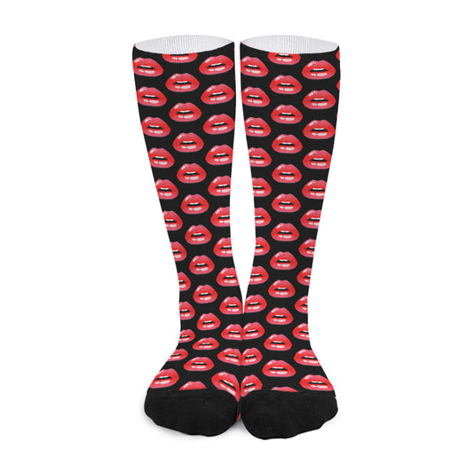 Wet Lips Pattern Print Long Socks
