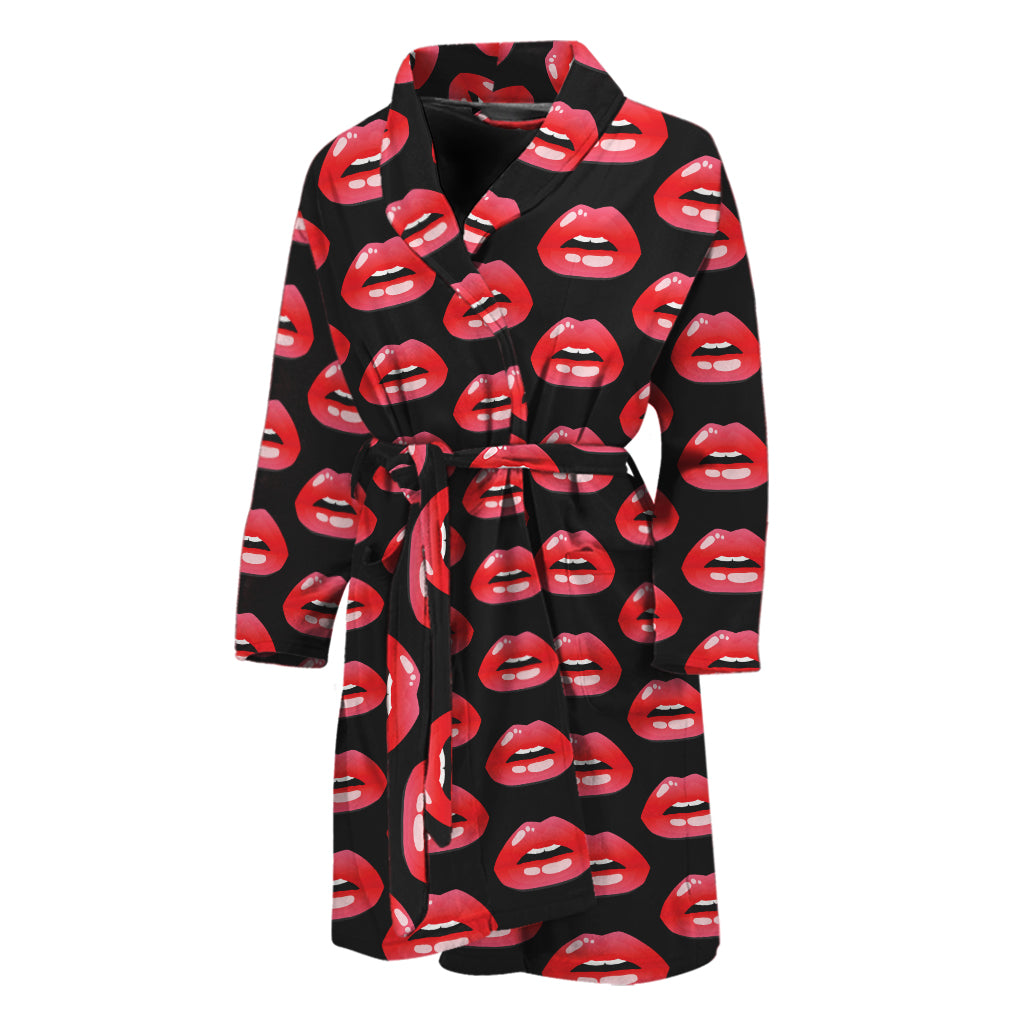 Wet Lips Pattern Print Men's Bathrobe