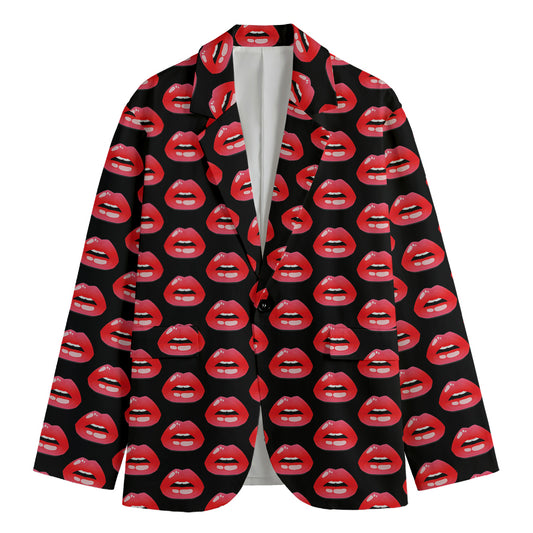 Wet Lips Pattern Print Men's Blazer