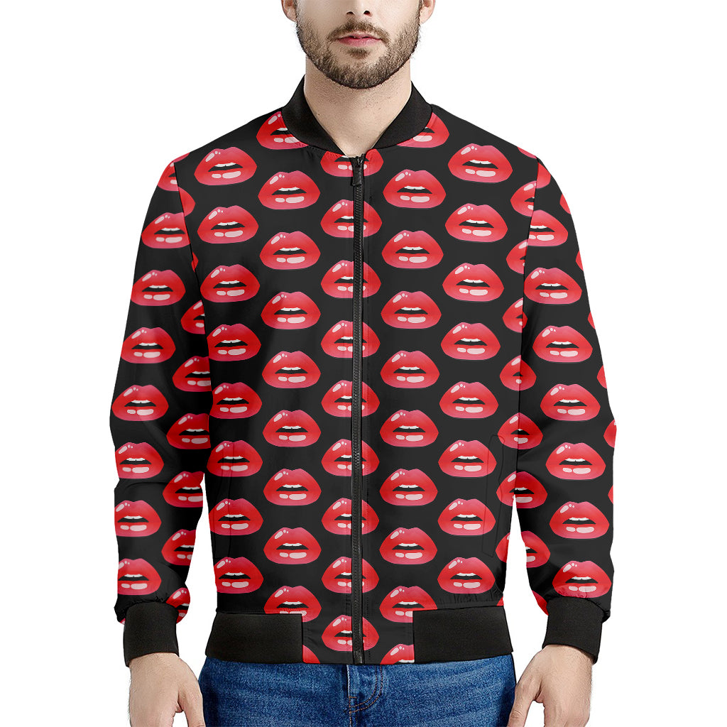 Wet Lips Pattern Print Men's Bomber Jacket