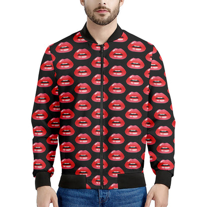 Wet Lips Pattern Print Men's Bomber Jacket