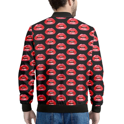 Wet Lips Pattern Print Men's Bomber Jacket