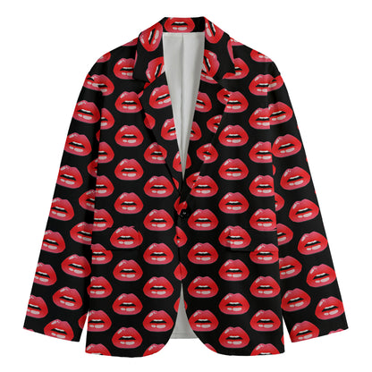 Wet Lips Pattern Print Men's Cotton Blazer