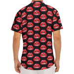 Wet Lips Pattern Print Men's Deep V-Neck Shirt