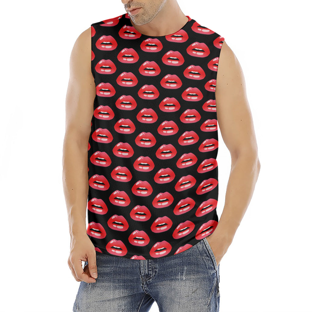 Wet Lips Pattern Print Men's Fitness Tank Top