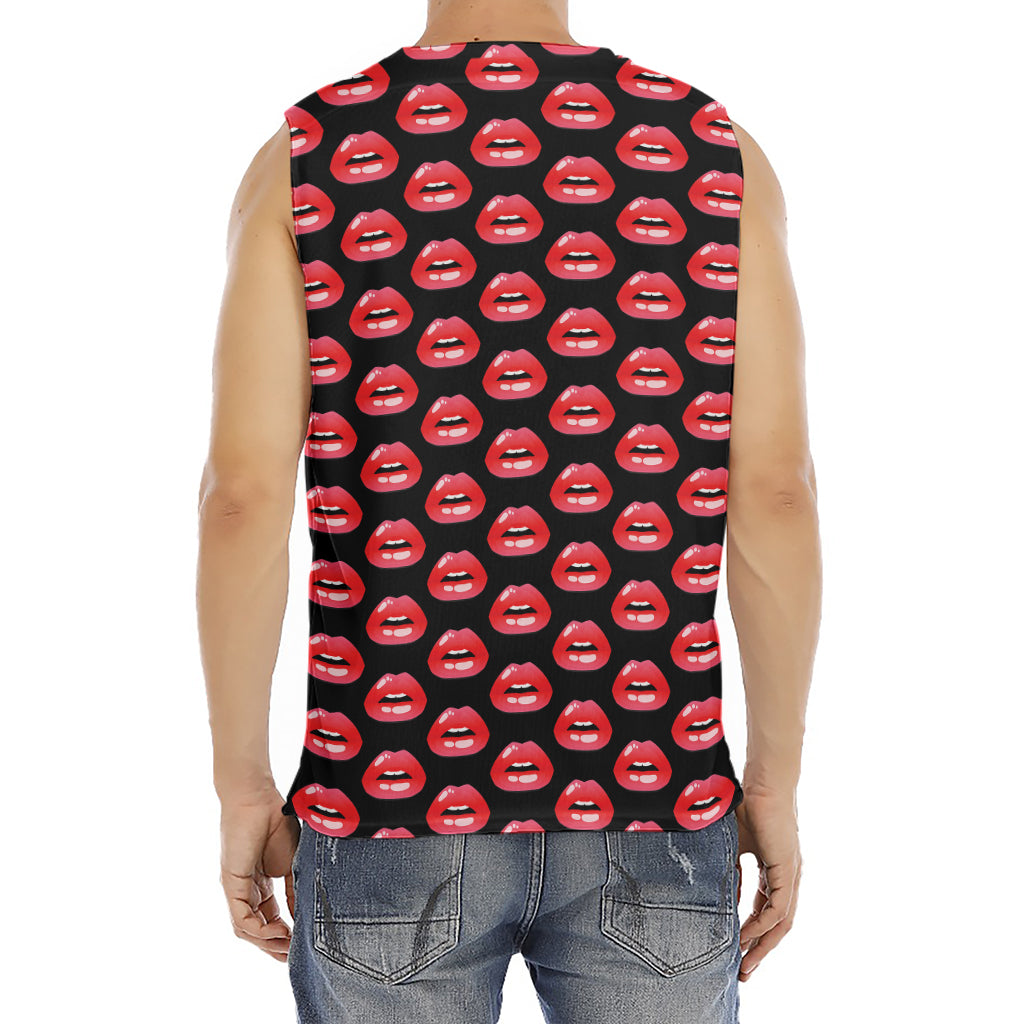 Wet Lips Pattern Print Men's Fitness Tank Top