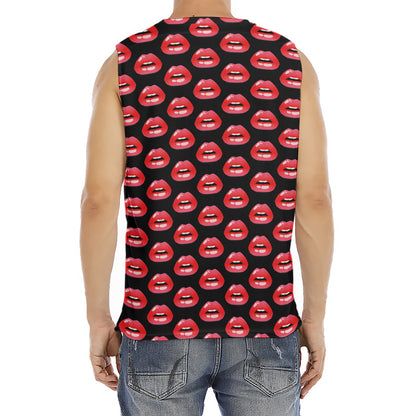 Wet Lips Pattern Print Men's Fitness Tank Top